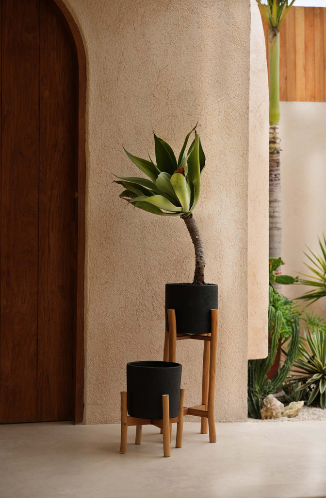 Vaso baixo para plantas a carvão - Preto Natural - S