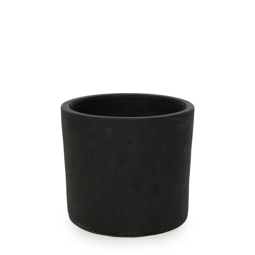 Vaso baixo para plantas a carvão - Preto Natural - S