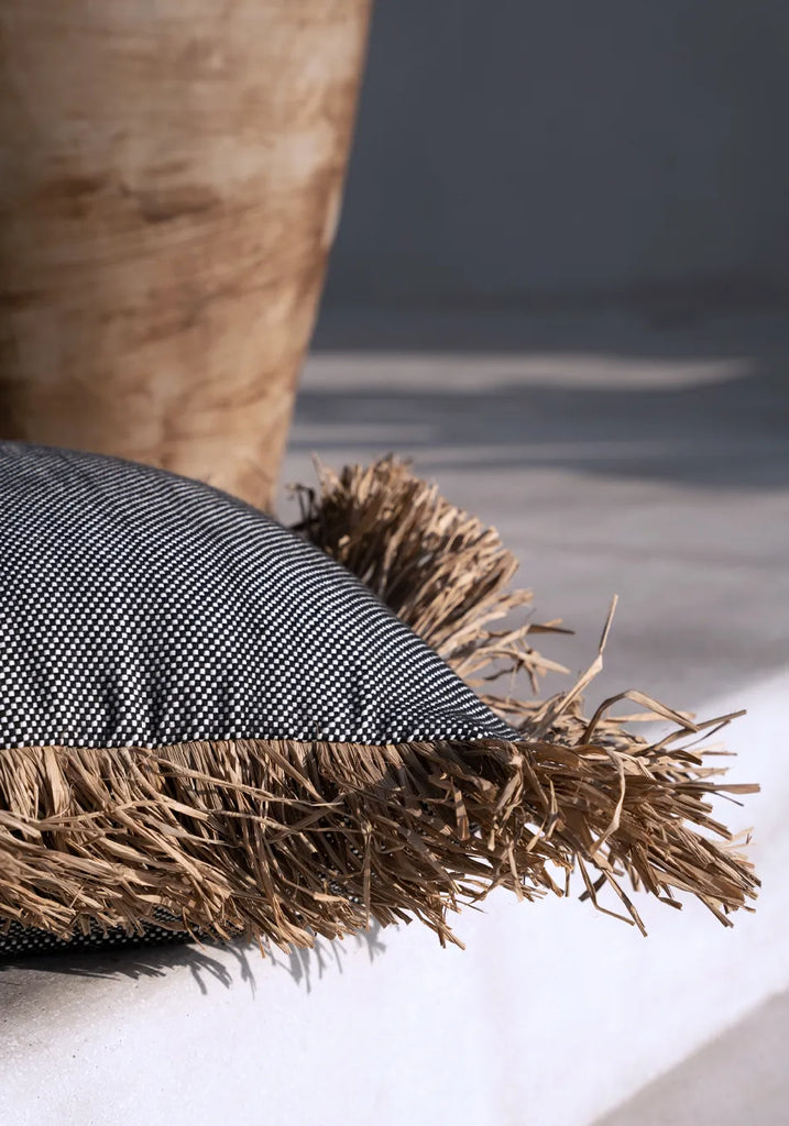 Copricuscino "Bonita" in cotone - Nero Naturale - 60x60