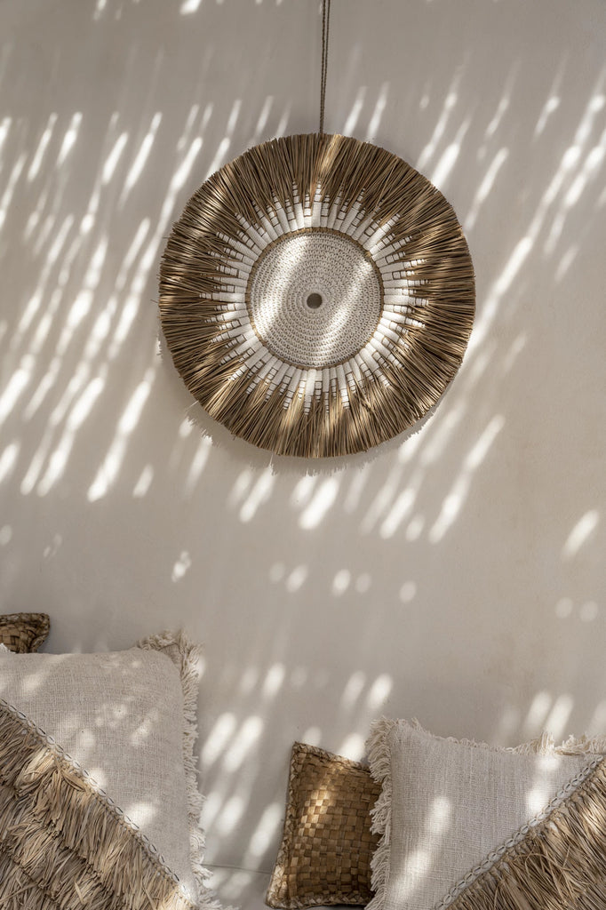 Decoración de Pared de Rafia y Macramé - Blanco Natural