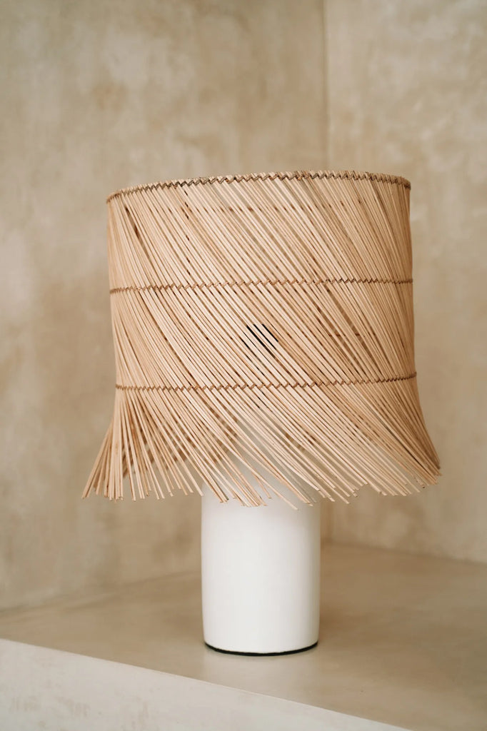 Lampada da tavolo in rattan - Bianco Naturale