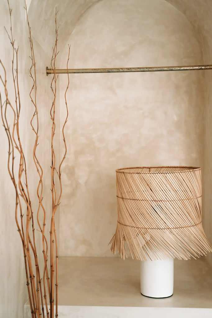 Lampada da tavolo in rattan - Bianco Naturale