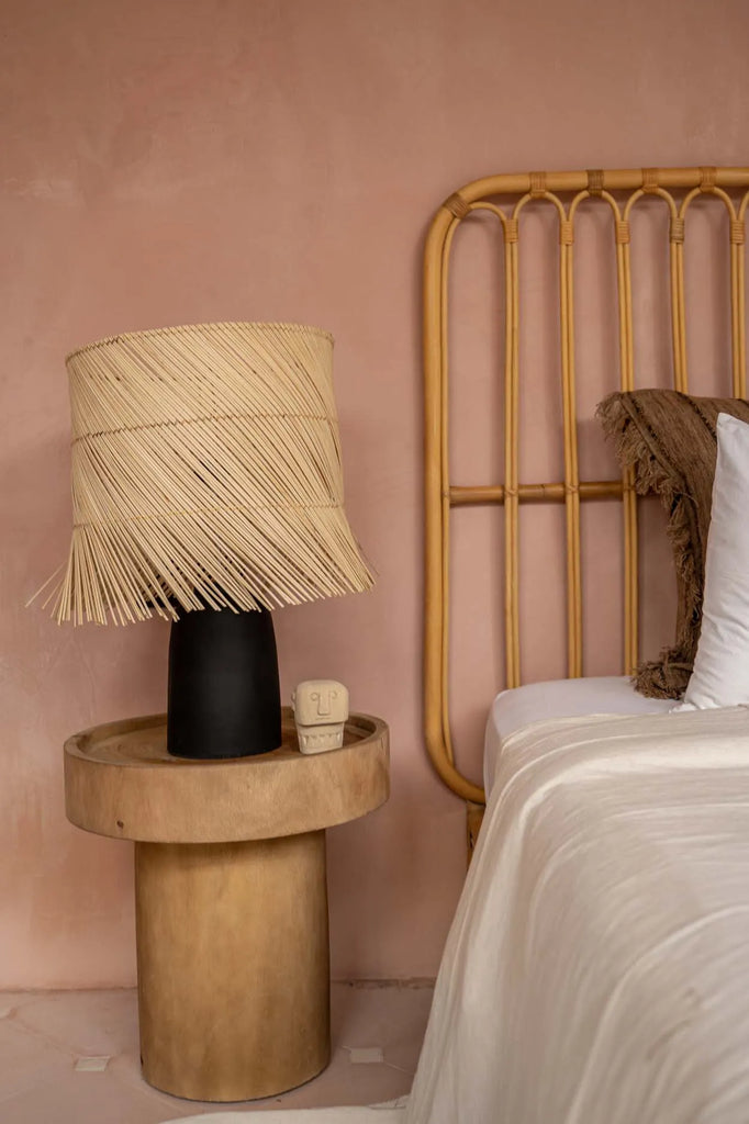 The Rattan Tischlampe - Schwarz Natur