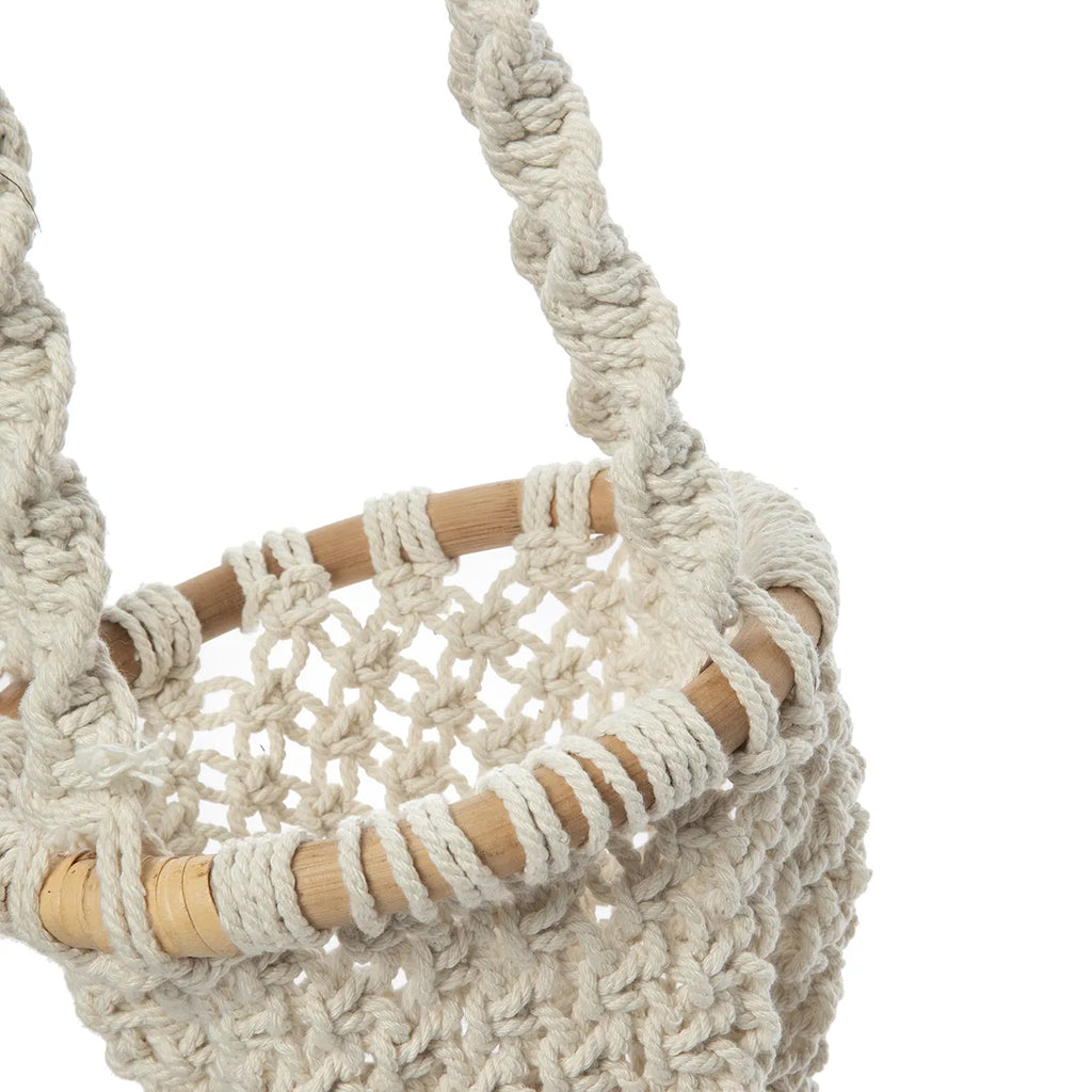 Cabide de macramé torcido - Branco natural - S