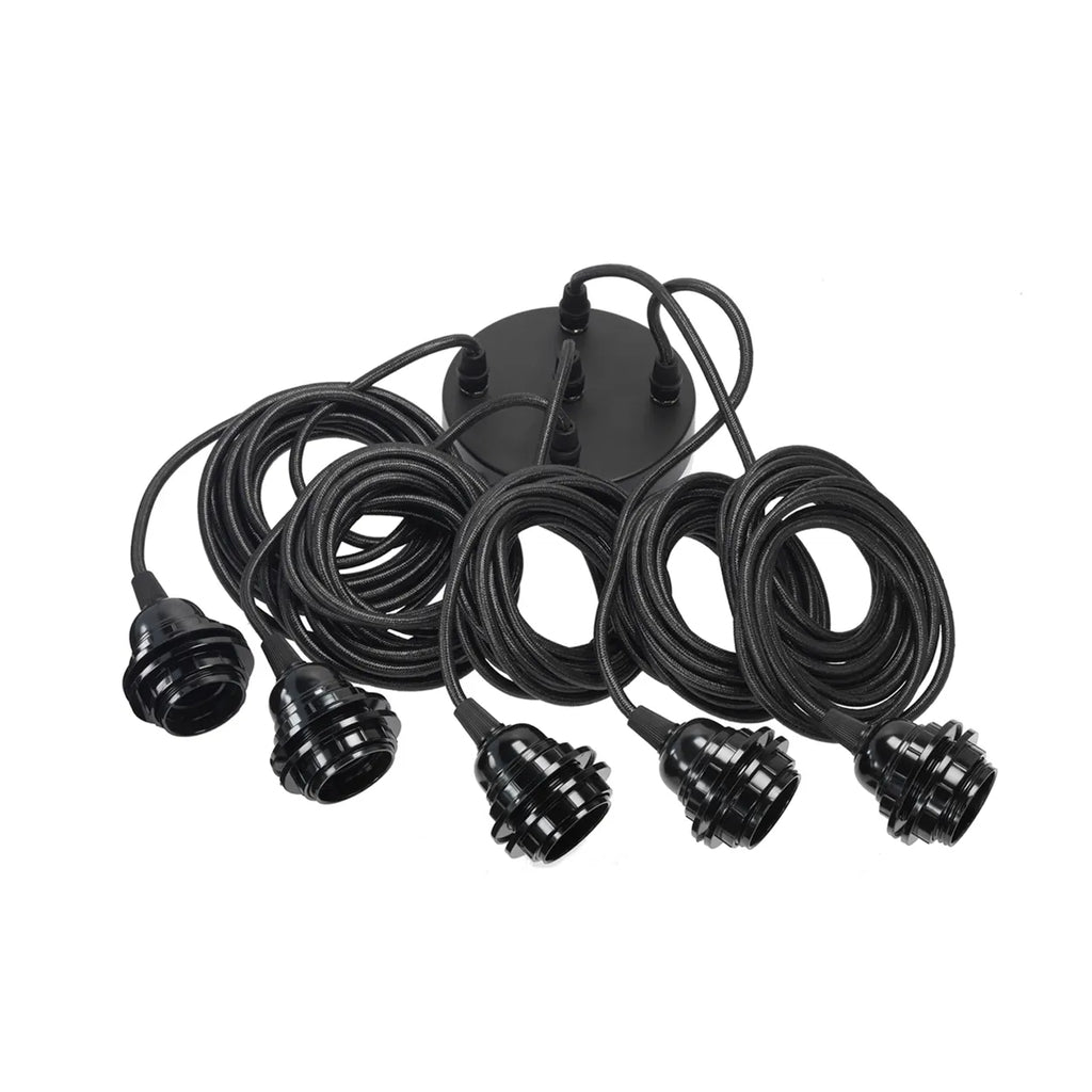 Raccord pour lampe suspendue - Noir - 5 raccords