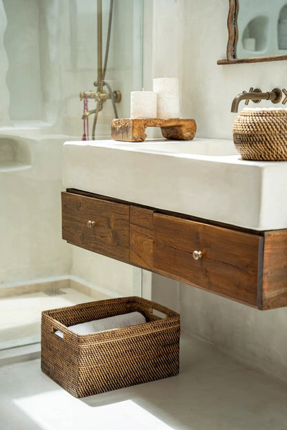 The "Colonial" Magazine Basket - Natural Brown - L