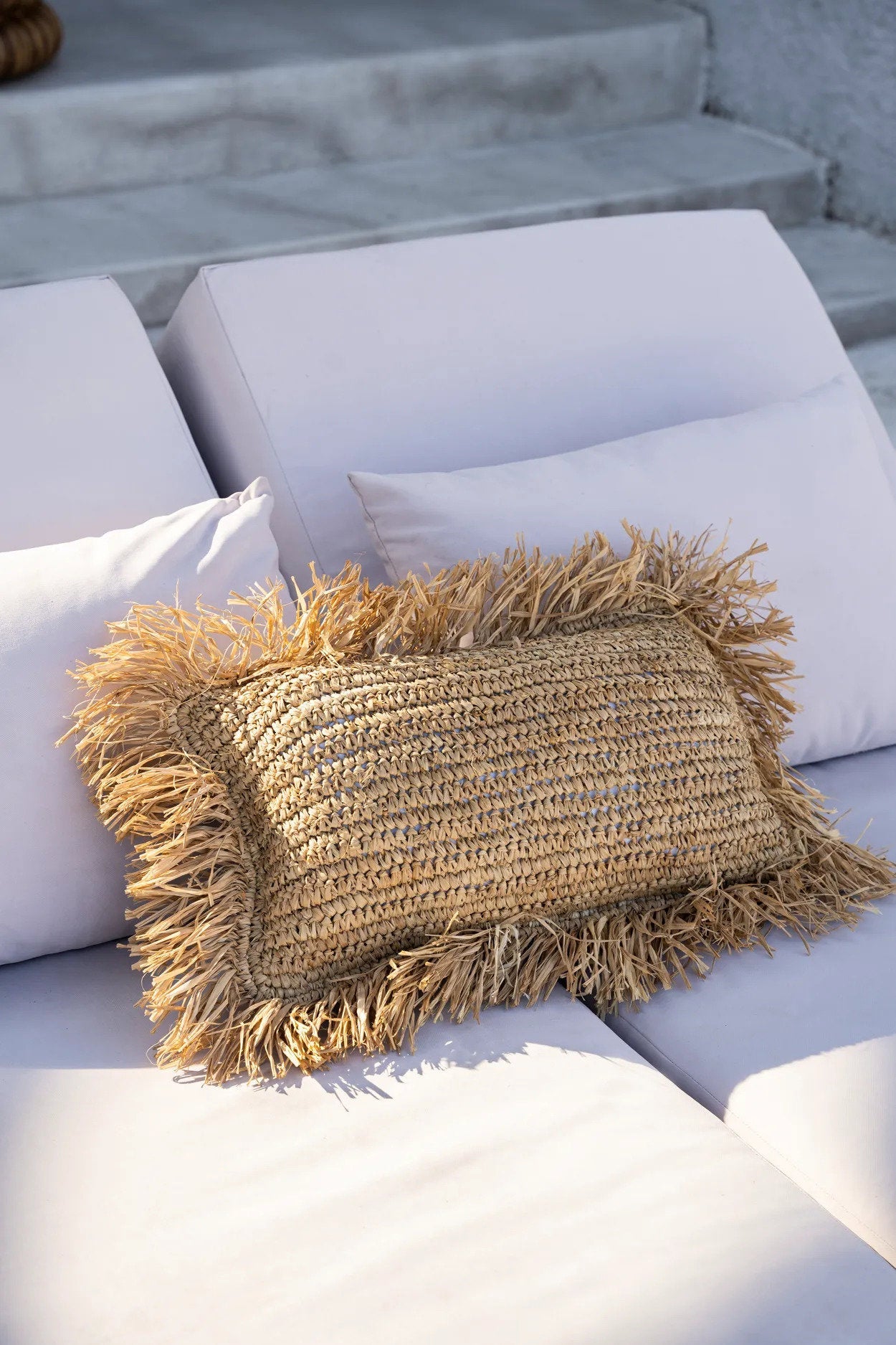 The Raffia Cushion Cover - Rectangular - Natural - 30x50