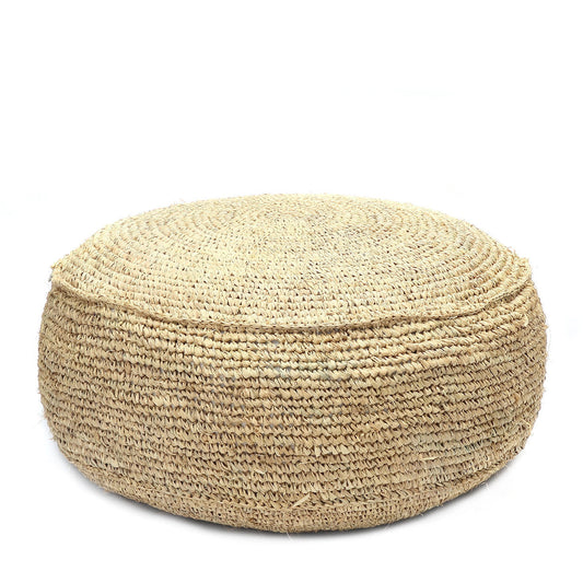 Le Pouf en fleurs de raphia - Naturel