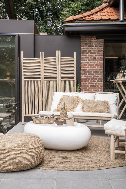 The Raffia Flowers Pouf - Natural