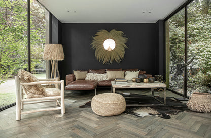 The Raffia Flowers Pouf - Natural