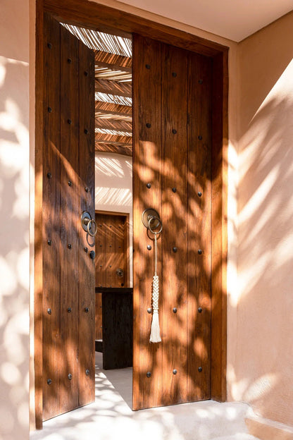 Perline di legno con nappina di cotone - Bianco naturale