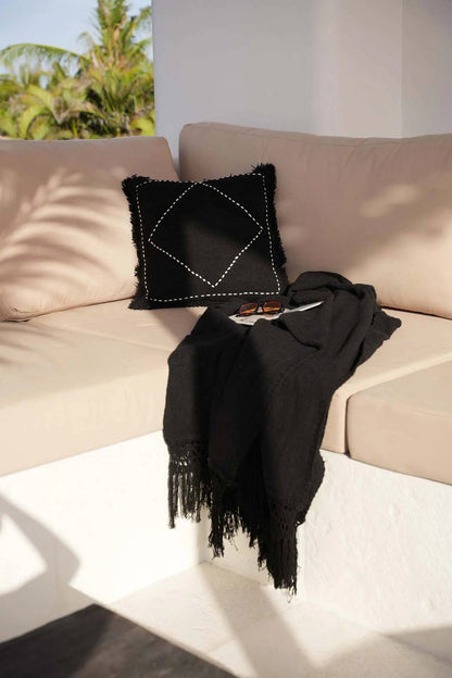 La housse de coussin "Kasbah" - Noir Blanc