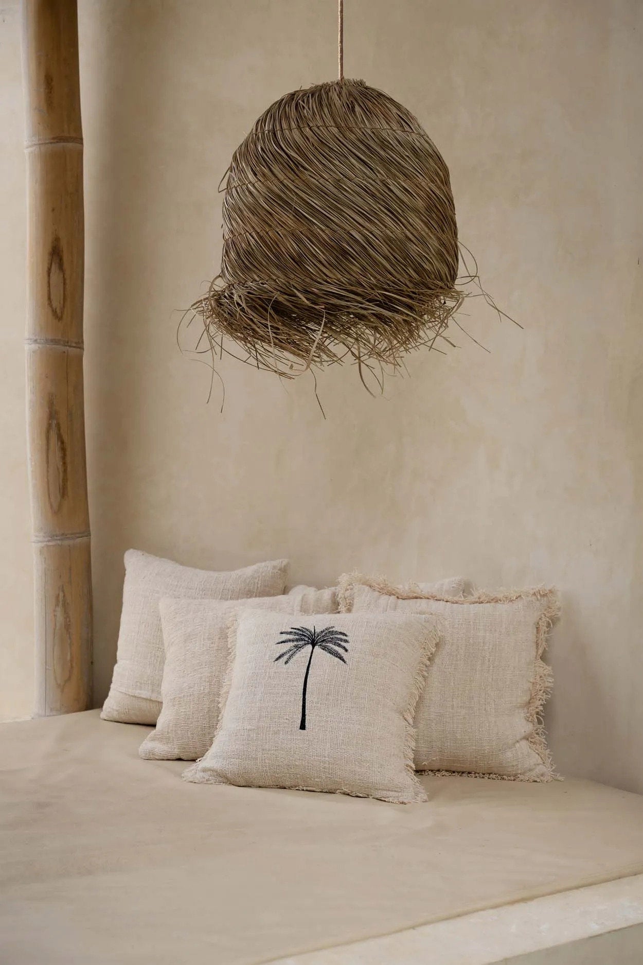 The "Gili Palm" Cushion Cover - Natural Black