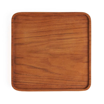 The Teak Square Plate - Natural - S