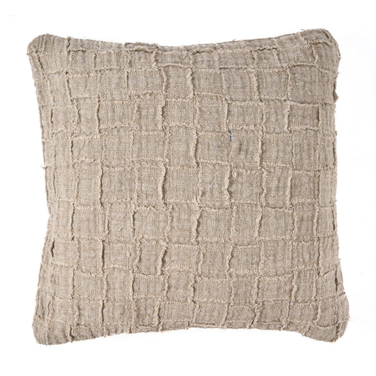 The Linen Damier Cushion Cover - Natural
