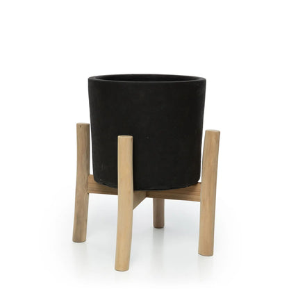 Vaso baixo para plantas a carvão - Preto Natural - S