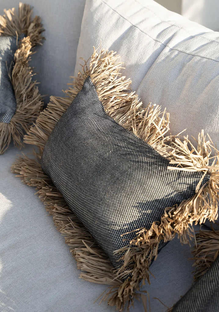 Copricuscino "Bonita" in cotone - Nero Naturale - 30x50