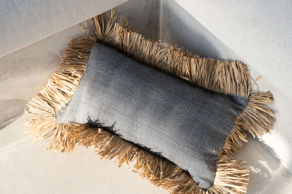 Copricuscino "Bonita" in cotone - Nero Naturale - 30x50
