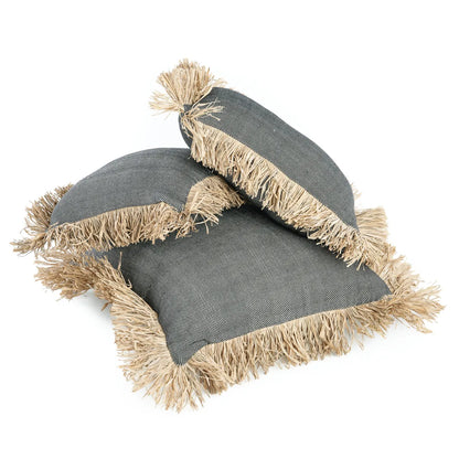 Copricuscino "Bonita" in cotone - Nero Naturale - 60x60