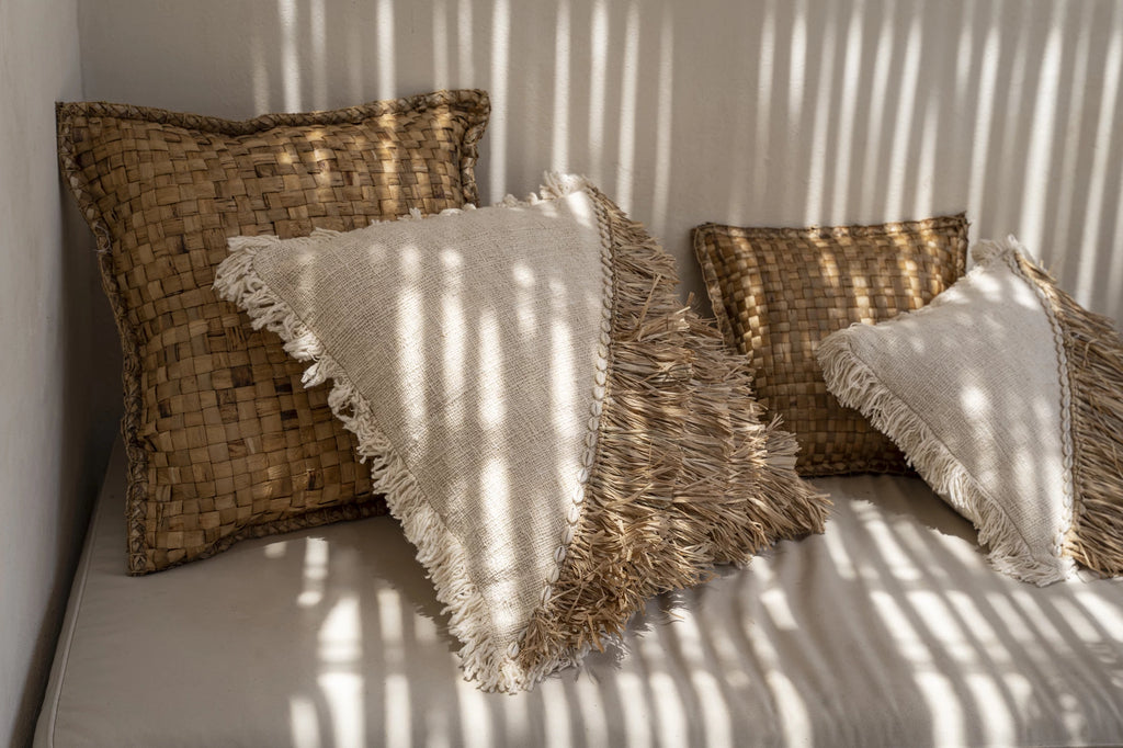 Copricuscino in cotone rafia - bianco naturale - 60x60