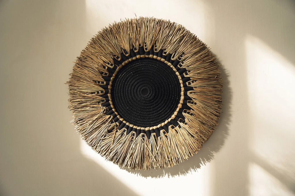 Decoración de Pared de Rafia y Macramé - Negro Natural