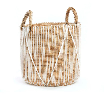 Panier en macramé à points droits - Blanc naturel - M