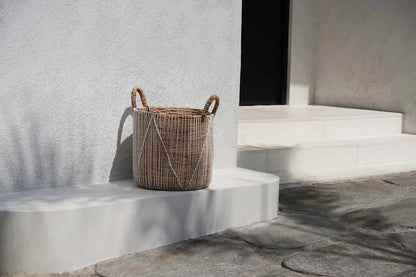 Panier en macramé à points droits - Blanc naturel - M