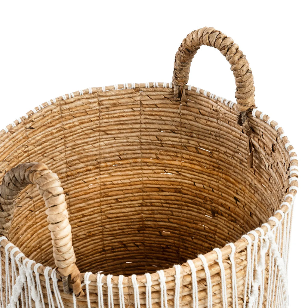 Panier en macramé à points droits - Blanc naturel - M