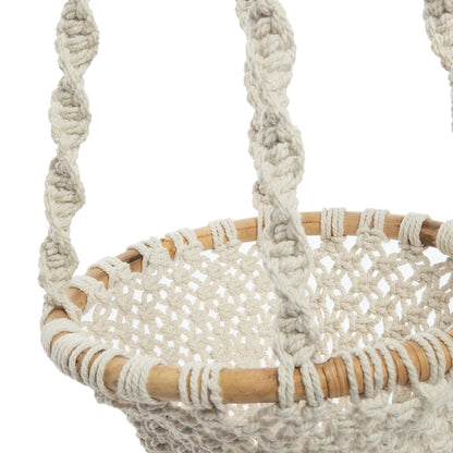 Cesta Colgante de Macramé Entrelazado - Blanco natural - L
