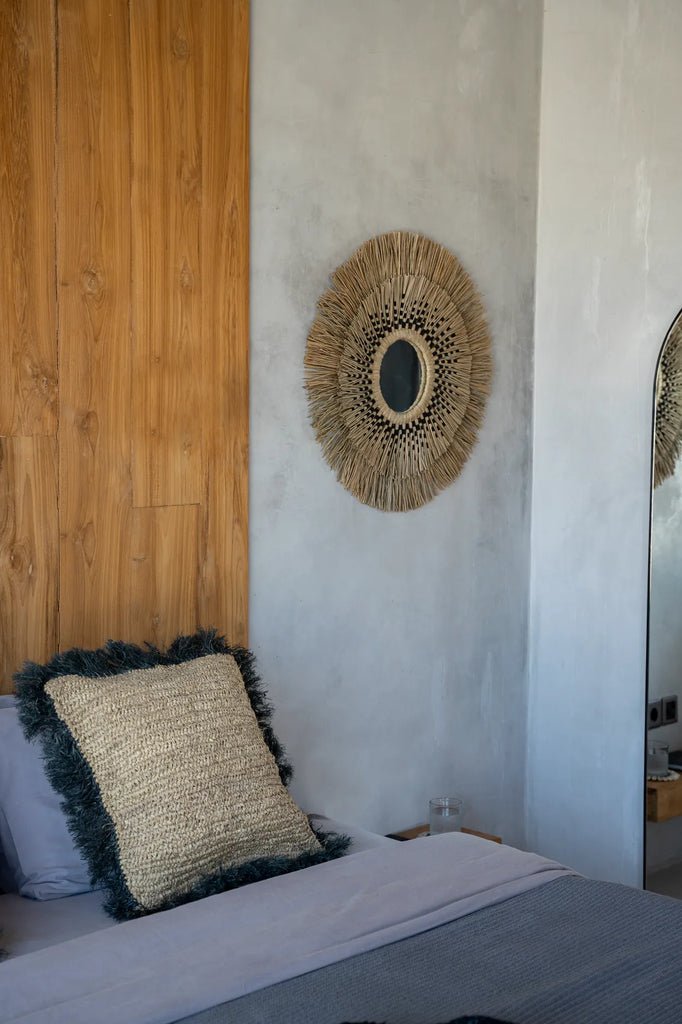 The Raffia Cushion Cover - Natural Black - 60x60 - Balinaya