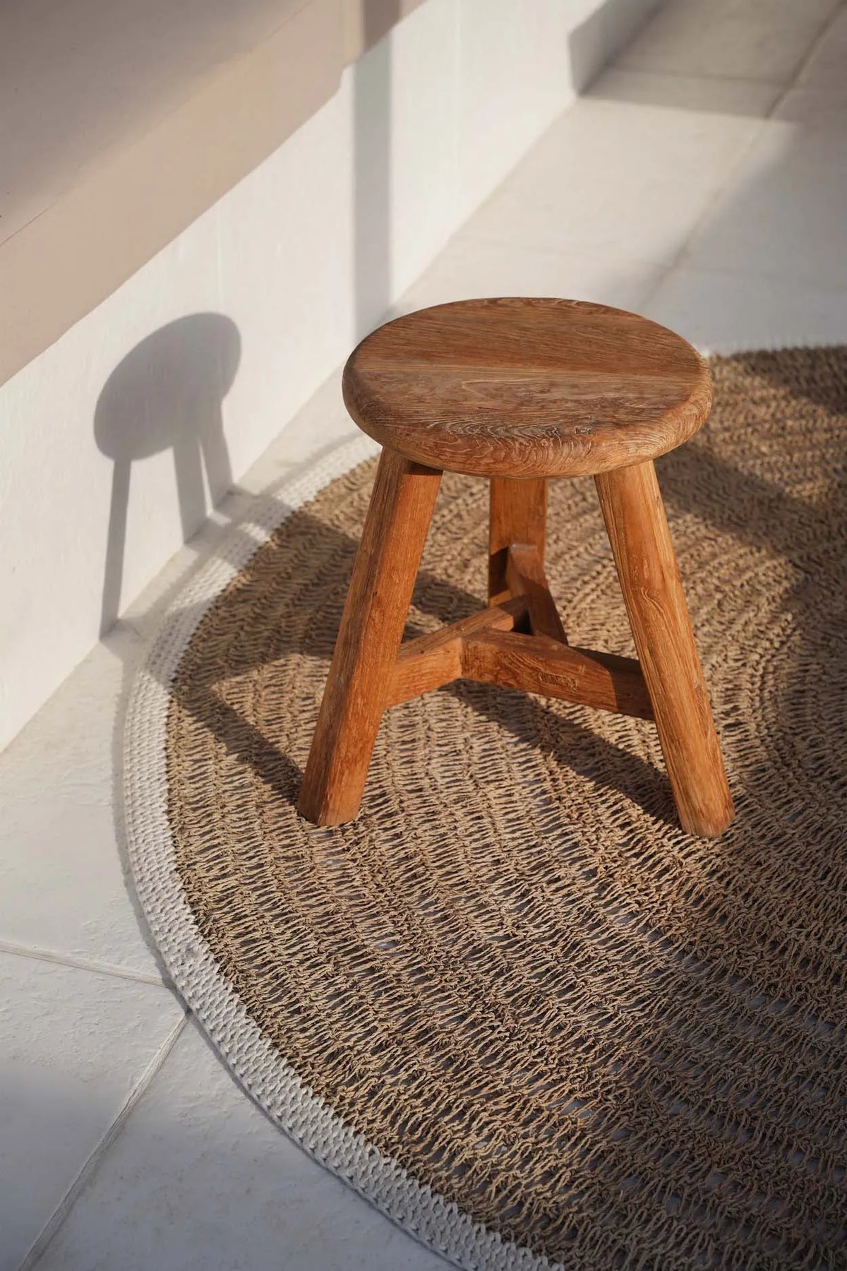 The Sea grass & Cotton Round Carpet - Natural White - 150 - Balinaya
